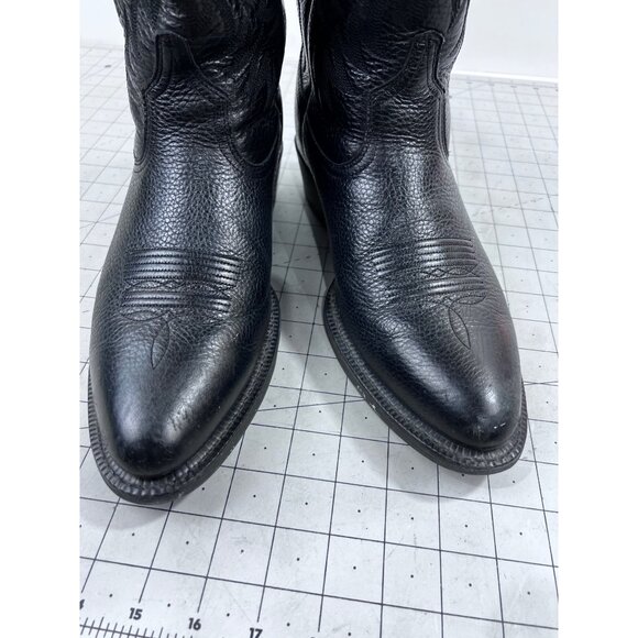 Ariat Men’s Black Leather Cowboy Boots Size 9.5 Western Style - Picture 10 of 10